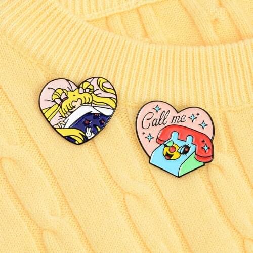 Princess Heart Shaped Creativity Cartoon Brooch Personality Pin Badge Enamel Backpack Lapel Pin Hat Jewelry Gift For Friends