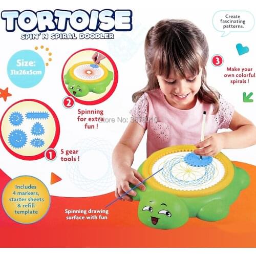 Tortoise spin'N Spiral doodler Spinning drawing surface with fun,Spiral Designer Spirograph Set Educational Drawing Toys for kid