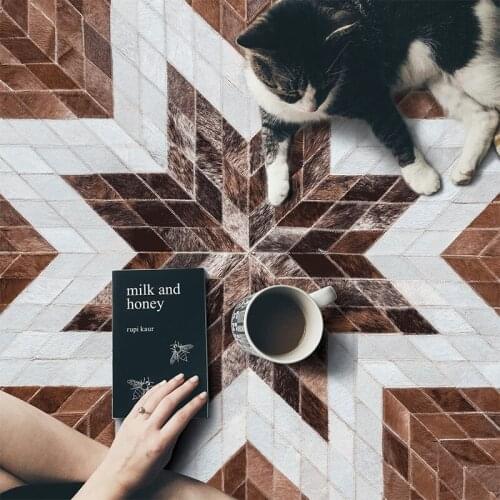 Light Luxury round Carpet Leather Northern European Bedroom Bedside Blanket Hat Room Net Red Clothing Photo Fur Mat