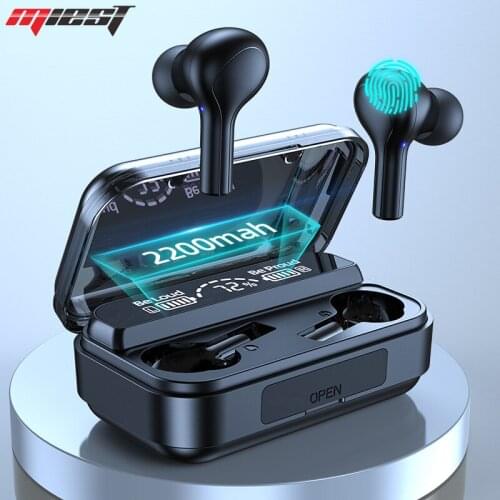 Miest Tws Bluetooth V5.0 Earphones Wireless Headphones Earphones 9d Hifi Sports Waterproof Wireless Earphone Headset Earbuds