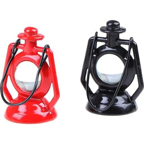 Vintage Retro Red Black Kerosene Lamp Furniture Miniature Rement Play House Toy 1:12 Dollhouse Accessories