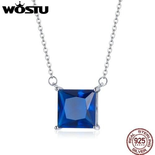 Wostu Bright Love Necklace Shining Zircon· For Women S925 Sterling Sliver Necklace Adjustable Size Fine Jewelry BKN456