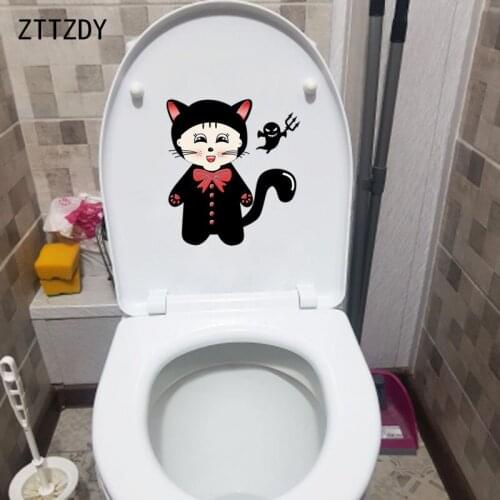 ZTTZDY 20.8*22.7CM Lovely Cat BedRoom Home Decoration Wall Decal Toilet Sticker T3-0387