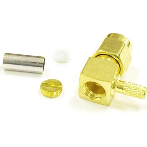 1pc RP-SMA Male Plug Right Angle RF Coax Modem Convertor Connector Crimp RG316, RG174, LMR100 Goldplated NEW wholesale