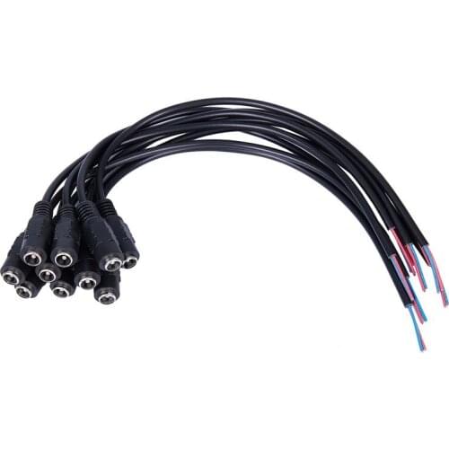 10pcs 12V DC Power Plug Female Jack Plug Connector Cable 5.5X2.1mm With Cord Cable 15CM for CCTV LED Strip Light