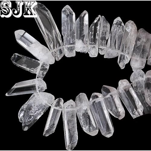 100% Natural White Quartz Pillar Rock Crystal Pillar Top Drilled Briolettes Stick Beads DIY Pendant Headwear Jewelry Making