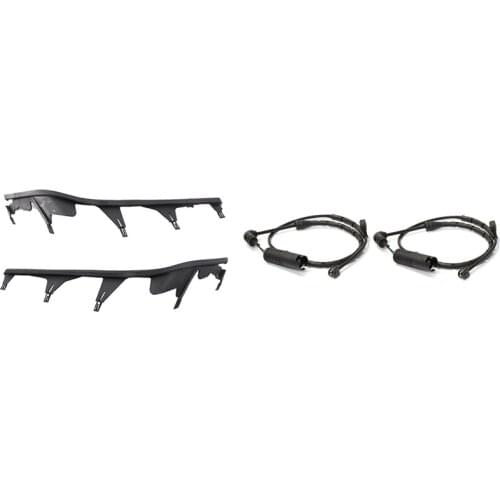 2x Car Front Upper Headlight Cover Strip Set & 2PCS Front and Rear Brake Pad Wear Sensors for Bmw 3 Series E46