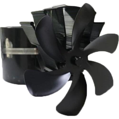 5-Blade Black Fireplace Blade Heat Powered Stove Fan Log Wood Burner Eco Friendly Quiet Fan Home Efficient Heat Distribution