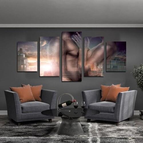 Nordic Style Abstract Nude Figure Canvas Painting Posters And Prints Wall Art Pictures 5 Panel Living Room Home Decoration