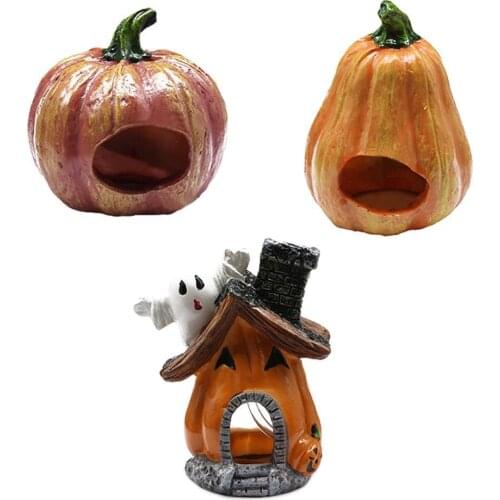 Fish Tank Aquarium Ornaments Simulation Vegetable Decoration Halloween Pumpkin House Grimace Pumpkin Car Shell