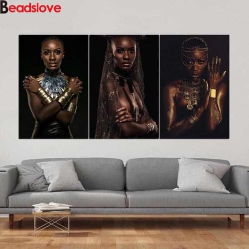 Diamond Mosaic Sale african black woman art Rhinestones Pictures Diamond Embroidery Diamond Painting Full Square Round Drill