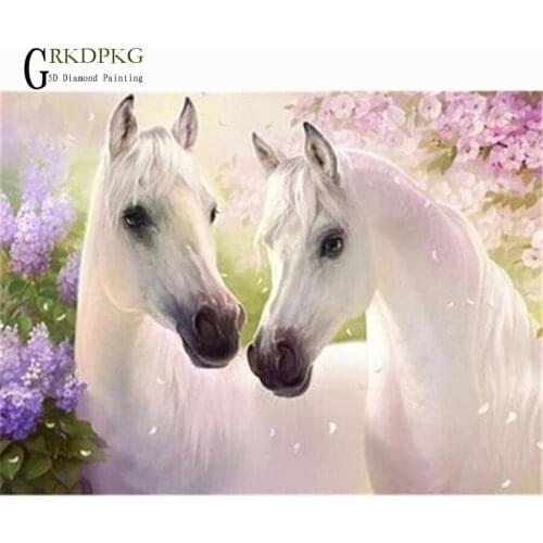 GRKDPKJ 5d diamond painting horse full drill square diamond embroidery Cross stitch pictures of rhinestones Wedding decoration