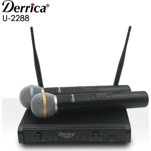Free shipping! Derrica U-2288 Professional UHF Wireless Microphone Karaoke System with Dual U-288 Handheld Transmitter Microfone