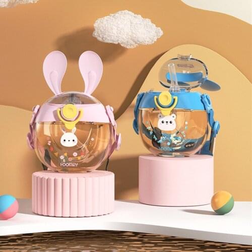 Water Bottle with Straw for Kids Baby Drinking Cup Feeding Bottle Toddler with Shoulder Strap Wide-Caliber Drinking Milk Bottle