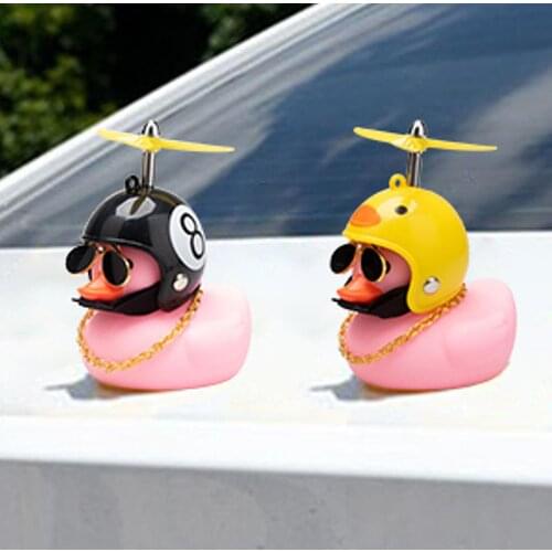 Childrens Glue Pink Duck Helmet Shark Toy Rubber Duck Bathroom Toy Car Ornaments Pink Duck Car Dashboard Decoration