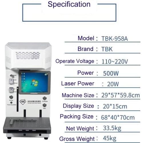 TBK-958A Mobile Phone Back Cover Crack Glass Laser Cutting Seperate Machine For iPhone 7 8 Plus X Xs Xr Xs Max