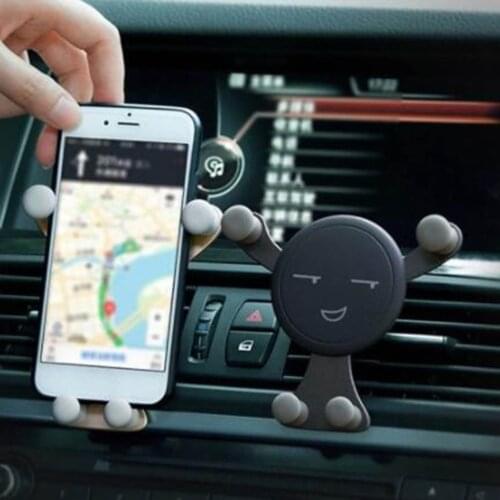 Gravity Car Phone Holder Air Vent Mount Cell Smartphone Holder For Phone In Car Smile Face Bear Mobile Phone Holder Stand GPS