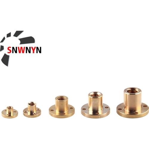 T5 T6 T8 T10 T12 T16 T20 Lead Screw Nut Pitch 1/2mm Lead 1/2/3/4/8/10mm/12mm/14mm Brass Lead Screw Nut For CNC Parts 3D Printer