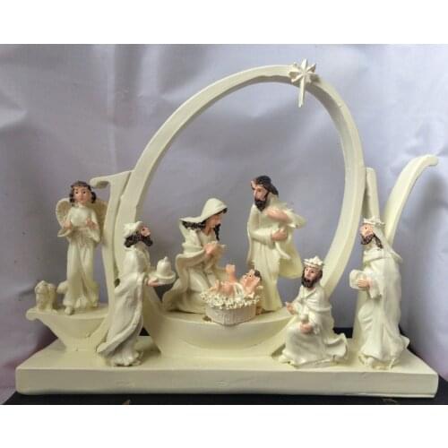 Christian Catholic Manger Character Statue Resin Material Crafts LED Lantern Home Decoration Christmas Holiday Gift