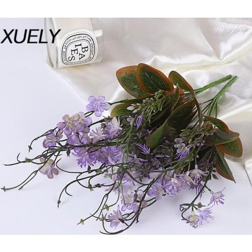 XUELY 7 forks Artificial Flowers With Leaf Wedding Decoration Simulation orchid Flower Home balcony hotel DIY Valentines Day
