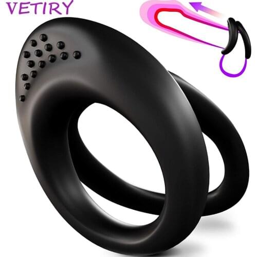 VETIRY Penis Ring Sex Toys for Men Cock Ring Male Chastity Device Elastic Scrotal Binding Delay Ejaculation Clitoris Stimulation