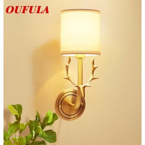 OUFULA Indoor Wall Lamps Fixture Brass Modern LED Sconce Contemporary Creative Decorative For Home Foyer Corridor Bedroom