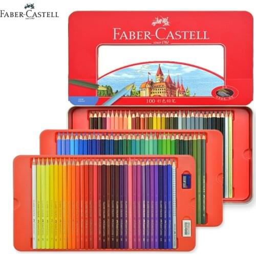 100 Colors Faber Castell Oily Colored Pencils Tin Set for Artists Drawing,Sketch,Coloring Book Premium Childrens Art Products