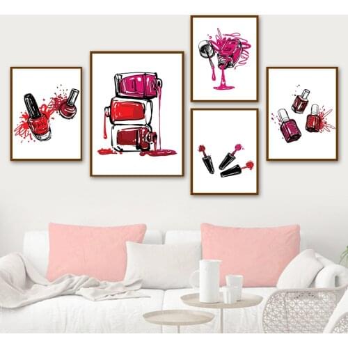 Fashion Salon Nail Polish Bottle Vogue Wall Art Canvas Painting Nordic Posters And Prints Wall Pictures For Living Room Decor