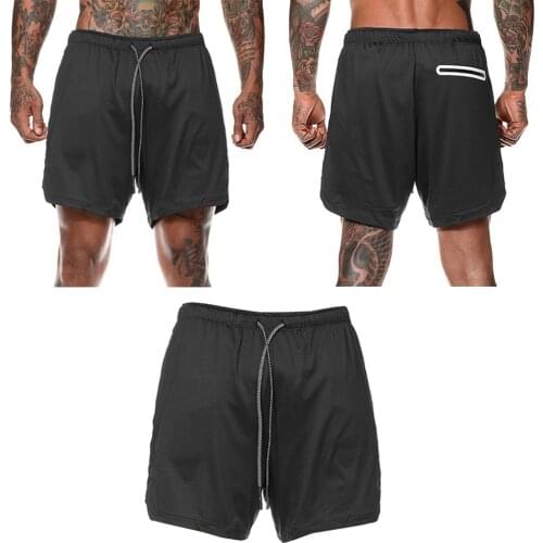 2-in-1 Men Fitness Shorts Running Workout Gym Short Pants Lightweight Bottom
