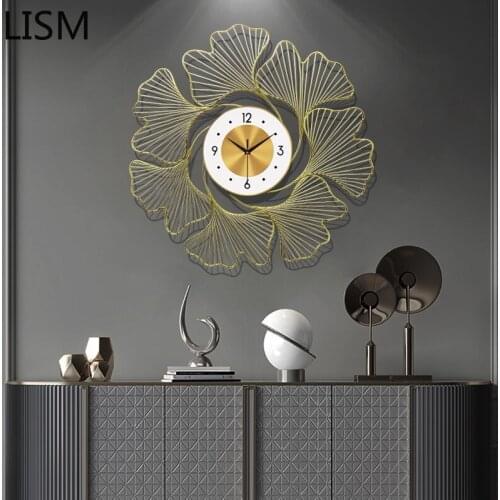 Wall Clock Modern Design Nordic Art Wall Clock Metal Quartz Silent Japanese Style Golden Wall Clock Living Room Relogio Parede