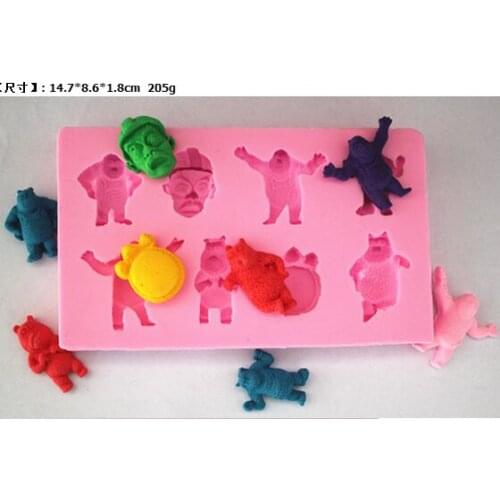 Wholesale/retail,free shipping , FM309 Of bears clay pottery mould silicone cake mold soap Mold