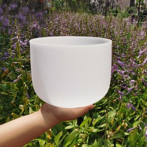KVKA 10 inch A Note Frosted Quartz Crystal Singing Bowl Third Eye Chakra Free mallet and O-ring
