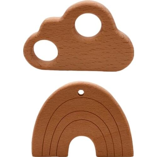 BPA Free Baby Teether Wooden Rainbow Bridge Cloud Pacifier Pendants Beech Chewing Teething Molar Toys Gym Accessories
