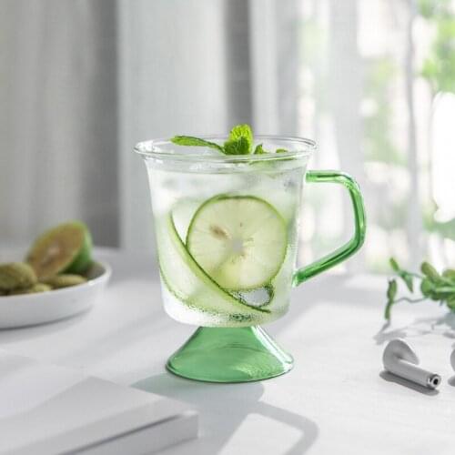 Nordic simple glass Creative colored Splicing Tall hot drinking cup Summer Transparent Juice Wine mikk tea coffee Cup Drinkware