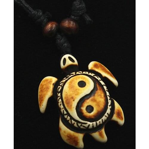 Drop shipping Men Womens Imitation Yak Bone Cute Tortoise Hawaii Tribal Surfer Sea Turtles Charms Pendant Necklace amulet Gifts