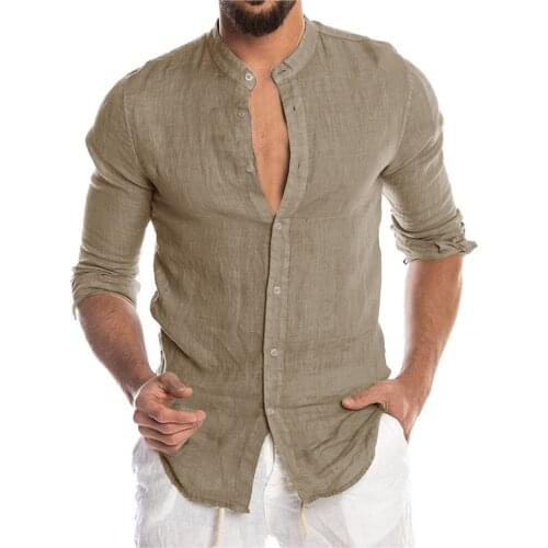 Fashion Mens Casual Crew Neck Shirts Solid Harajuku Beach Long Sleeve Blouses Gothic Buttons Casual Chemise Streetwear Camicias