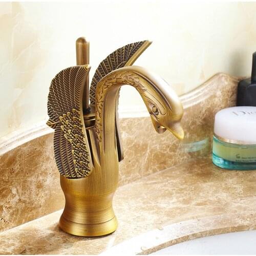 Basin Faucets Swan Design Brass Faucet bathroom Wash Basin Faucet Hotel Luxury Copper Mixer Taps Hot Cold Vanity Faucet
