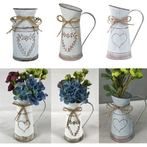Vintage Metal Flower Vase Tin Bucket Retro Metal Jugs for Home Office Party Festival Decoration Flower Holder Jug Can Craft