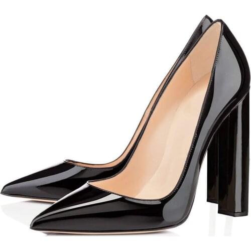 Fashion Single Shoes Pointed Toe Thick Heel Elegant Womens Shoes Black Suede High Heels Office Dress Shoe Pumps Sandalias Mujer