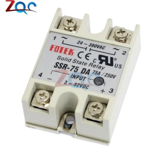 Solid state Relay SSR-60DA SSR-75DA SSR-100DA 60A 75A 100A 3-32V DC TO 24-380V AC SSR 75DA 60DA 100DA relay solid state