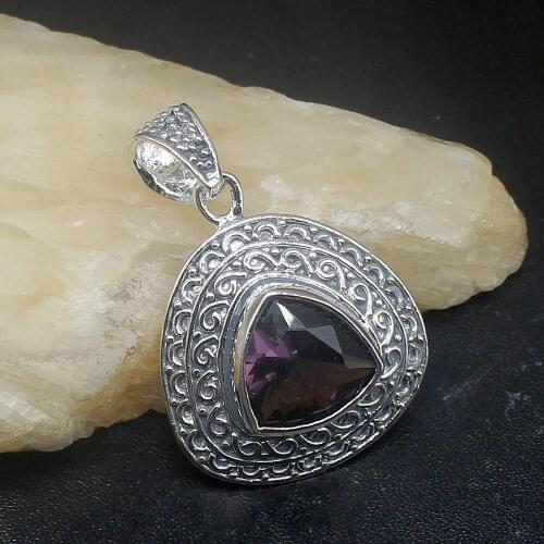 Gemstonefactory Jewelry Big Promotion 925 Silver Vintage Purple Amethyst Women Ladies Mom Gifts Necklace Pendant 20213606