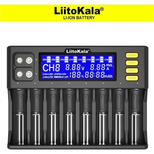 LiitoKala Lii-S8 Battery Charger Li-ion 3.7V NiMH 1.2V Li-FePO4 3.2V IMR 3.8V charger for 18650 26650 21700 26700 AA AAA