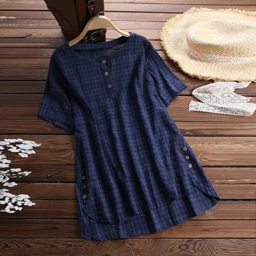 5xl Plus Size Top Summer Short Sleeve Shirts 2021 Fashion Women Button Cotton Solid Color Casual Tunic Blouses Chemise Femme