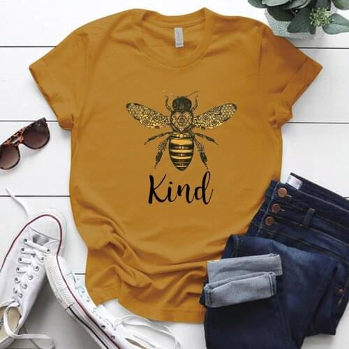 Bee Kind Printed Women Tshirts Casual Funny Summer Tshirts Woman Graphic Tee Hipster Tops Kindness Girl Gift Tops Laides Clothes