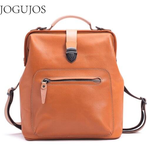 JOGUJOS Women Leather Backpacks Vintage Backpack For Girls High Quality School Bag Travel Backpack Ladies Sac A Dos Backpack