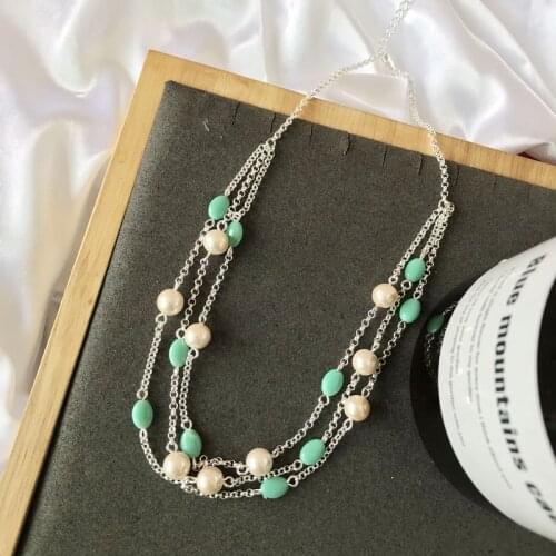 Bohemian Style Pearl Simple Multilayer Mainstream Goddess Temperament Aesthetic Elegant Creative Womens Necklace