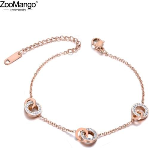 ZooMango Titanium Stainless Steel White Clay Circle Charm Bracelets For Women Rose Gold Chain & Link Bracelet Jewelry ZB19112