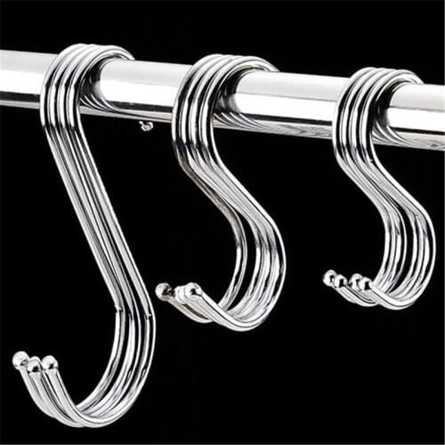 1 to 10pcs Powerful Stainless Steel S Shaped Hanger Hook Kitchen Bathroom Clothing Hanger Hooks Railing meat Hooks Pot Hanging