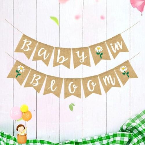 1 Set New Baby In Bloom Linen Dovetail Banners Baby Aged Birthday Party Linen Flag Garlands for Baby Birthday Party Decors
