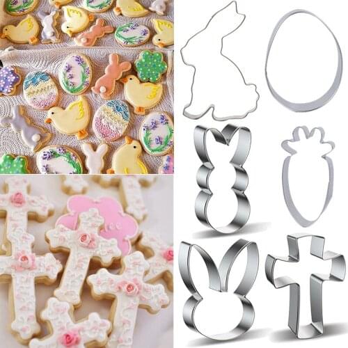 1pc Cross/Carrot/Rabbit/Eggs Shape Cookies Cutter Mold Easter Party Decor Baking Tools Cutters for Happy Easter Party Supplies